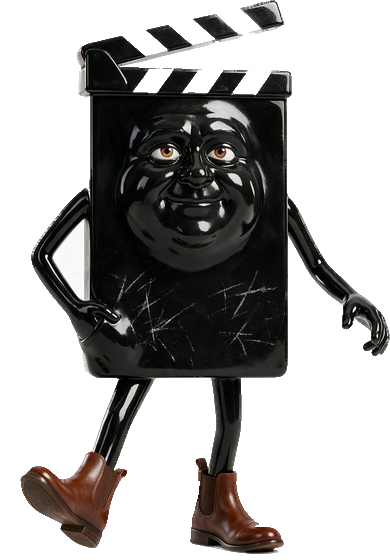 Slate — a film clapperboard body with arms, legs and boots